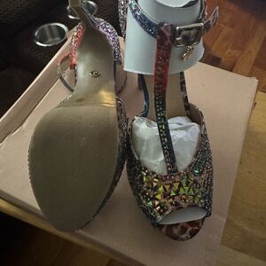 Thalia Sodi Multicolor Embellished Heels